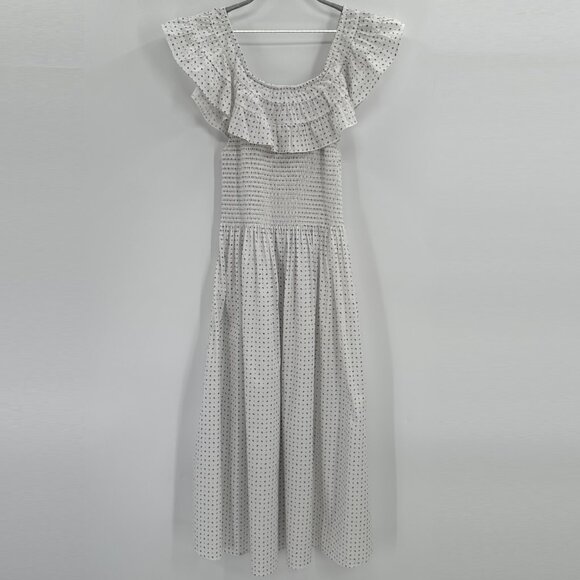 Hill House The Akilah Nap Dress size M Cotton Paisley Print White/Blue Midi - Picture 1 of 10